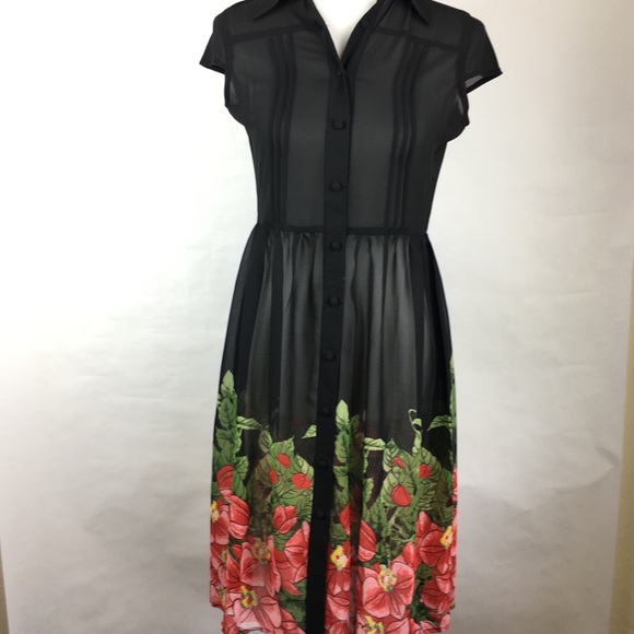 Unique Vintage Dresses & Skirts - NWT Unique Vintage Sheer Black Floral Dress